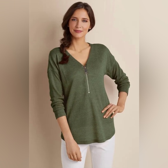 Soft Surroundings Valentina Zip Sweater A5 - Picture 1 of 6